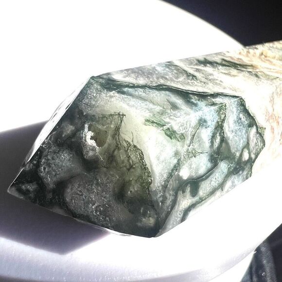 Moss Agate Crystal Double Terminated Point (#1) - Picture 11 of 15